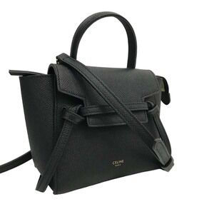 Celine Pico Belt Bag shoulder black flap strap on